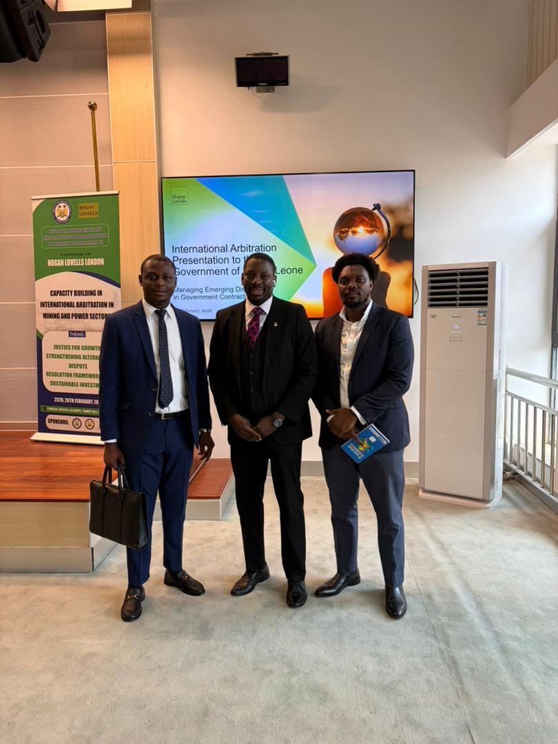 Sierra Legal Advocates counsel at an international arbitration briefing for the Government of Sierra Leone